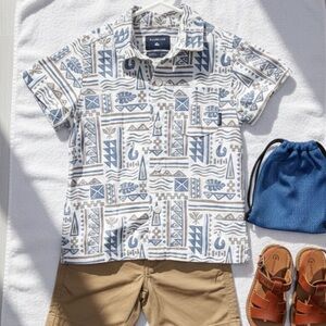 QUIKSILVER Boys Vintage Hawaiian Button Down Shirt